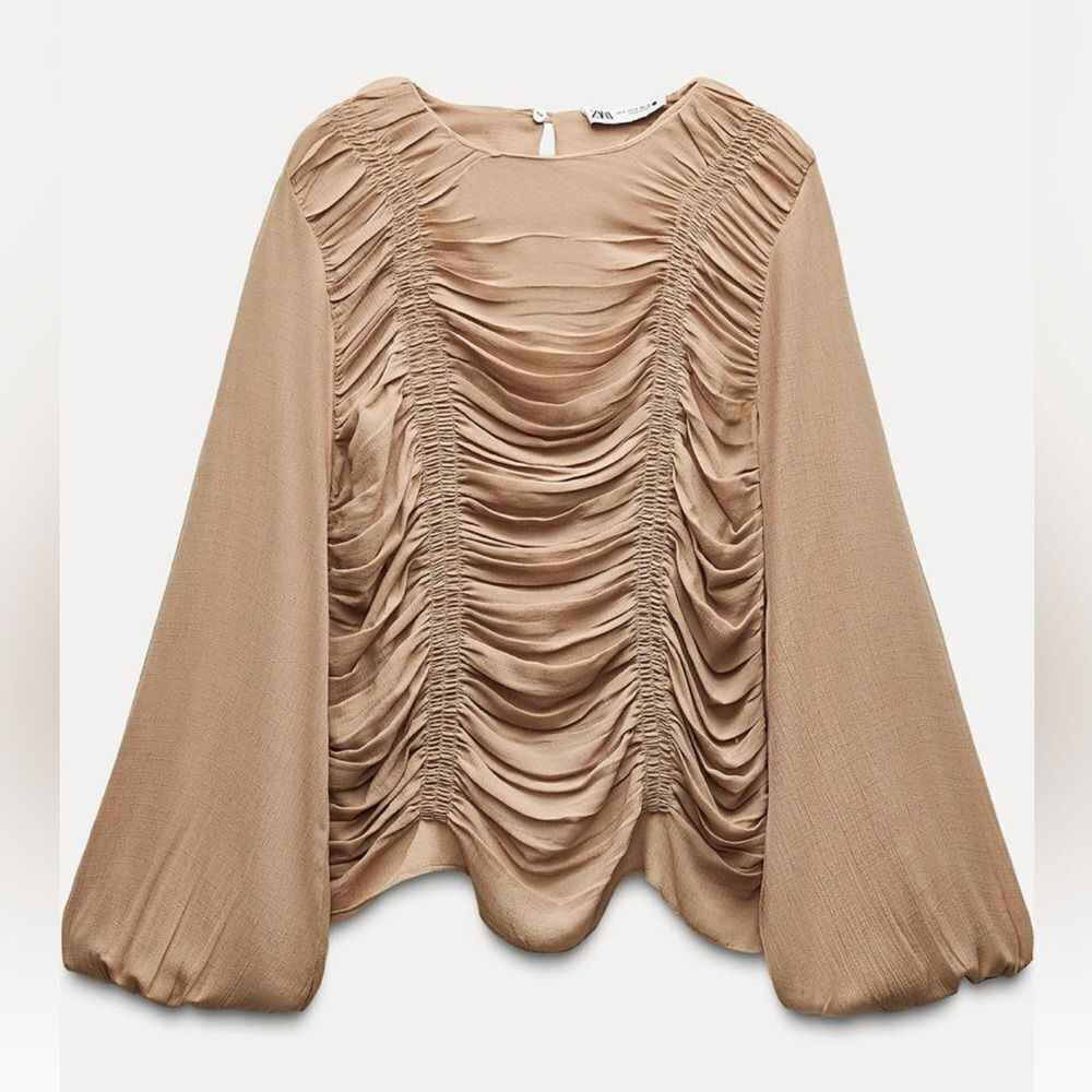 Zara viscose blend ruched draped top